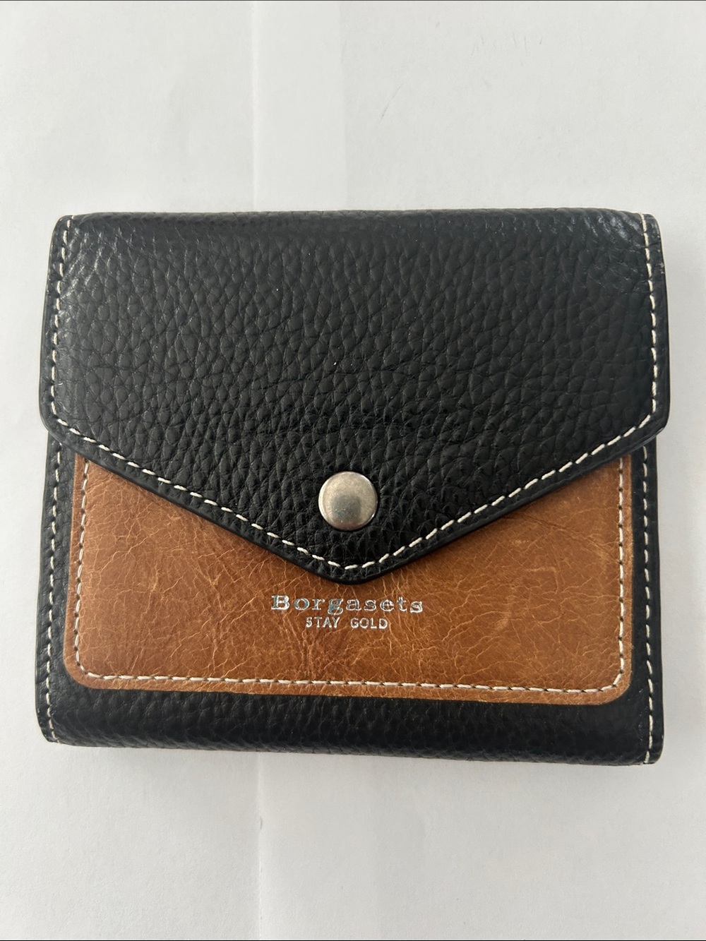 Borgasets Two-Tone Leather Wallet - Black & Brown